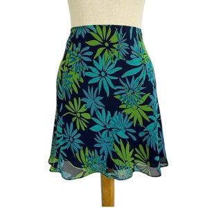 EXPRESS Sz Med, Blue Floral Flowy Skirt Mini Croquette Feminine
